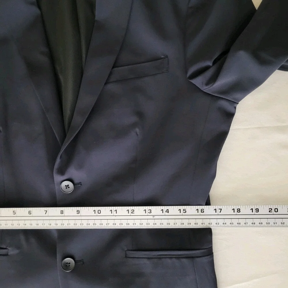 Zara Man Navy Blue Two Button Slim Fit Blazer Suit Jacket AW16 USA 38